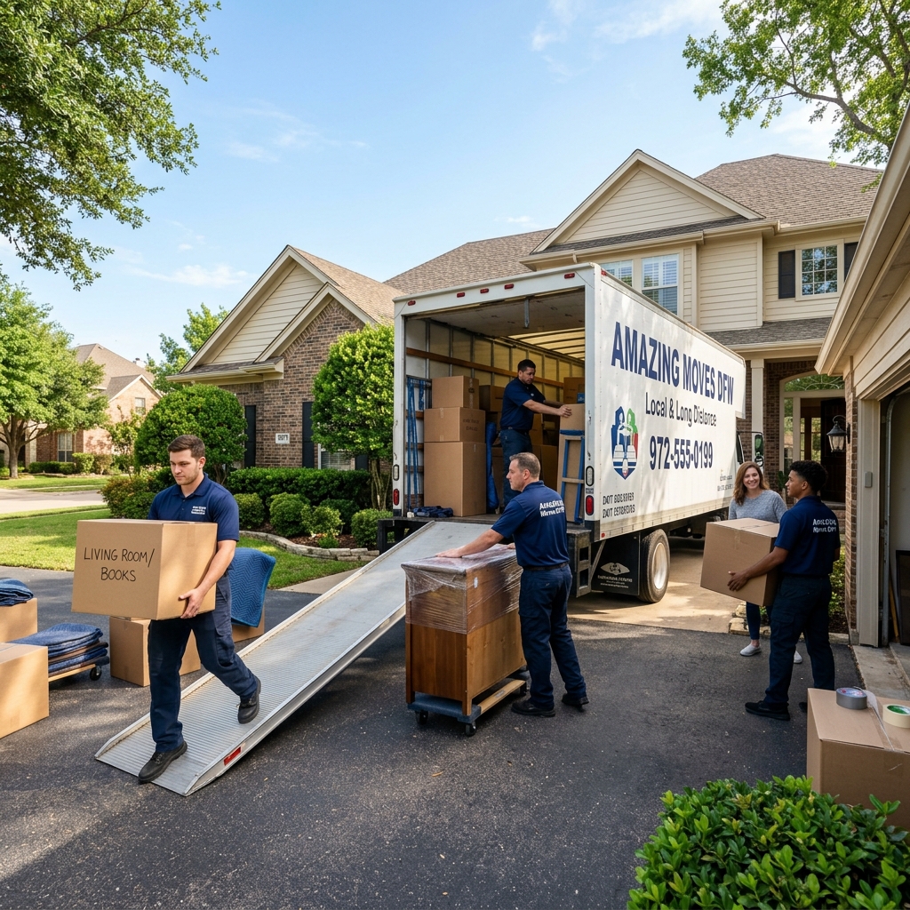 Team unloading at a house